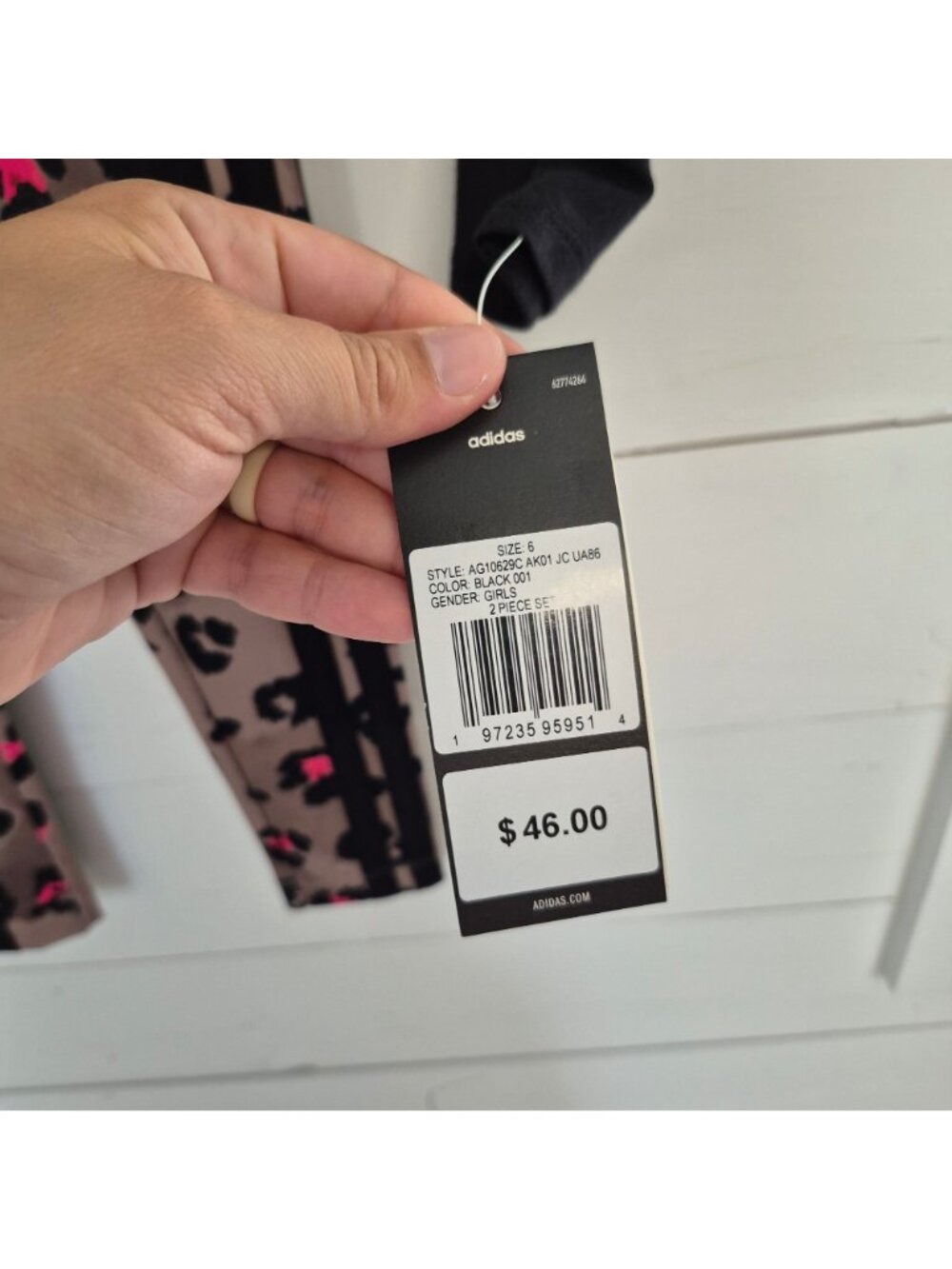 Adidas Girls 2-Piece Hoodie Top & Leopard Print Leggings Set Size 6 NWT - Picture 3 of 9